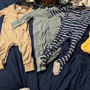 Cozy Baby Onesies Trio in Neutral and Blue